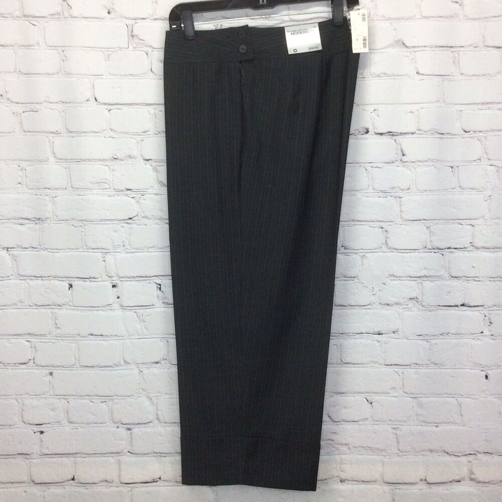 Avenue Modern Fit Crop Pant Women's Sz 14 Light Academia Gray Pin Striped Cuffed